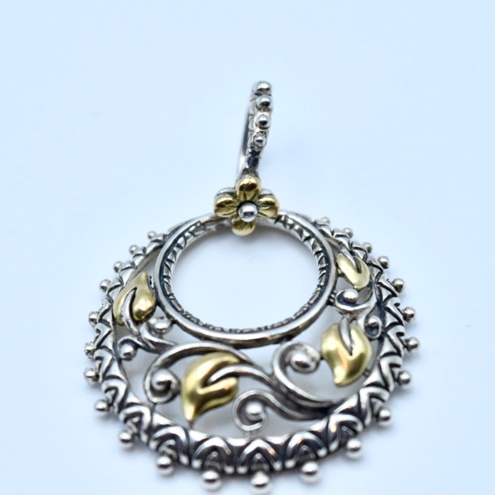 Barbara Bixby 18k Gold & Sterling Vine & Leaf Chandelier Dangle Pendant